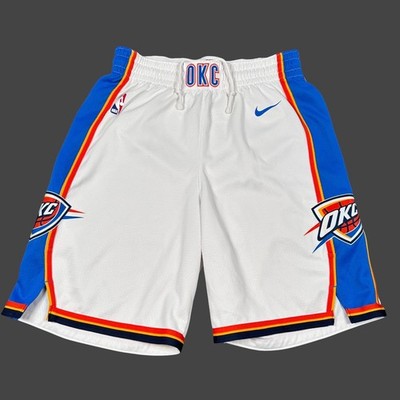 Nike Oklahoma City Thunder Basketball Shorts Mens Small White OKC NBA Swingman