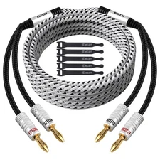 Elecan 14 AWG Speaker Cable Wire 6 Feet with Gold-Plated Banana Tip Plugs-Cl2 Ra