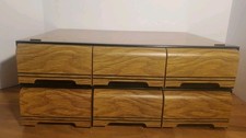 Vintage Cassette Storage Case Holds 42 Tapes Sturdy 3 Drawer Faux Wood Lot Of 2