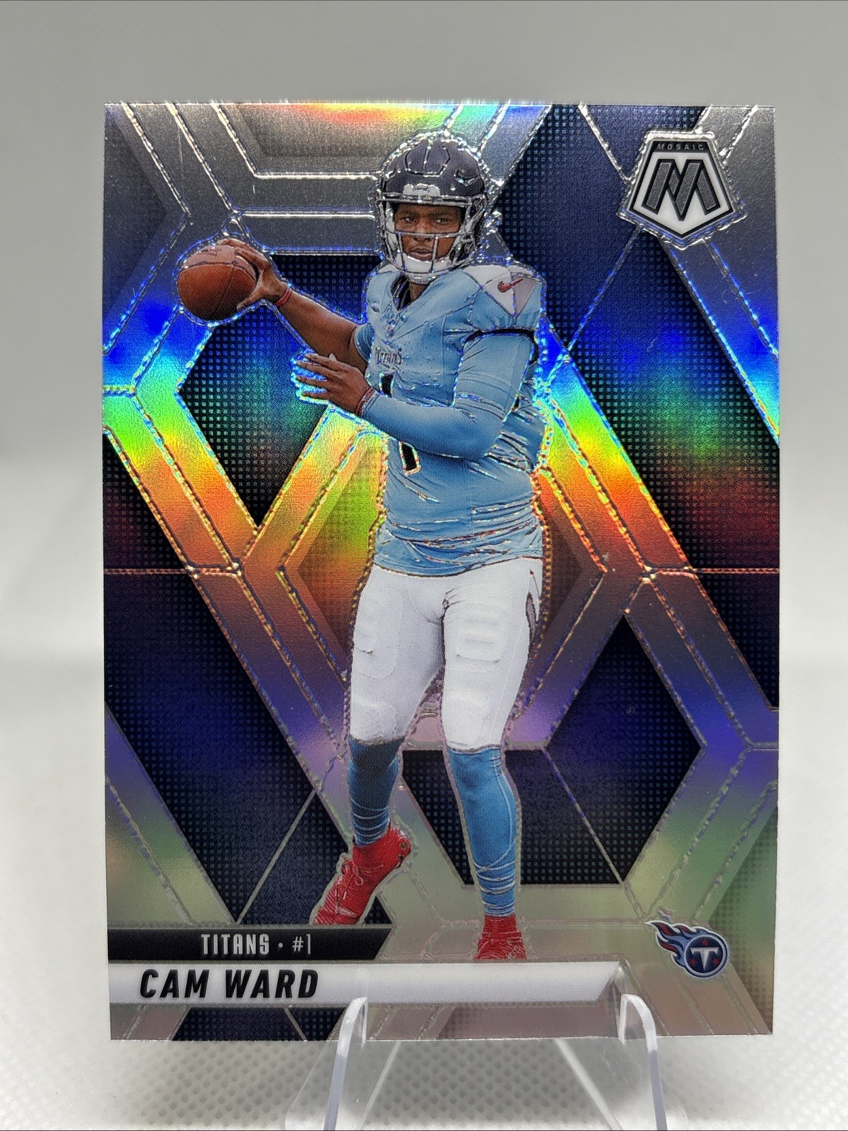 2025 Panini Mosaic #382 Cam Ward RC Rookie Silver Prizm Holo TITANS