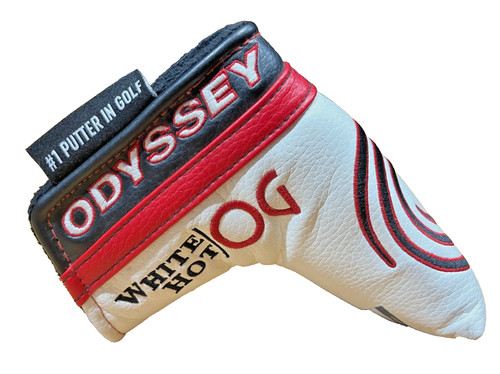 ODYSSEY WHITE HOT OG BLADE PUTTER HEAD COVER BLACK,WHITE & RED MAGNETIC CLOSURE