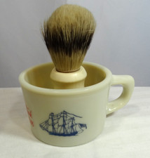 Old Spice Milk Glass Shaving Mug Ship Friendship W/Brush