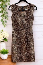 Mary Kay GKdirect Vintage Leopard Print Ruched Sheath Dress XS P