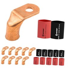 pcs - 2/0 AWG 2/0 Awg - 5/16" M8 Ring 10 90 Degree Bent Lugs  Heat Shrinks