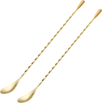 2 Pcs 12 Inch Bar Spoon, Long Handle Mixing Stirrers for Drinks, Gold