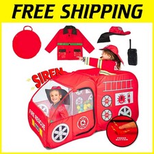 Fire Truck Play Tent with Complete Firefighter Outfit