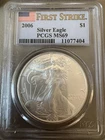 2006 American Silver Eagle PCGS MS69 First Strike Flag Label