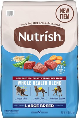 Nutrish Large Breed Real Beef, Pea, Carrot & Brown Rice 40 Pound (Pack of 1) 