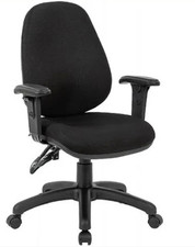 Black Operator/Task Office Chair Fabric Seat Armrests Gas Lift Castors