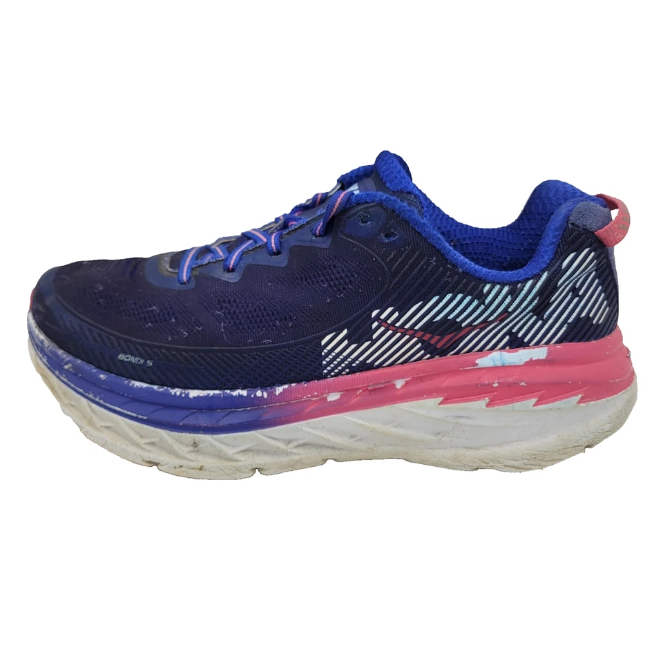 Hoka One One Bondi 5 Womens Size 9 Blue Pink Running Shoes Style 1014759 BSTW - Image 2 of 4