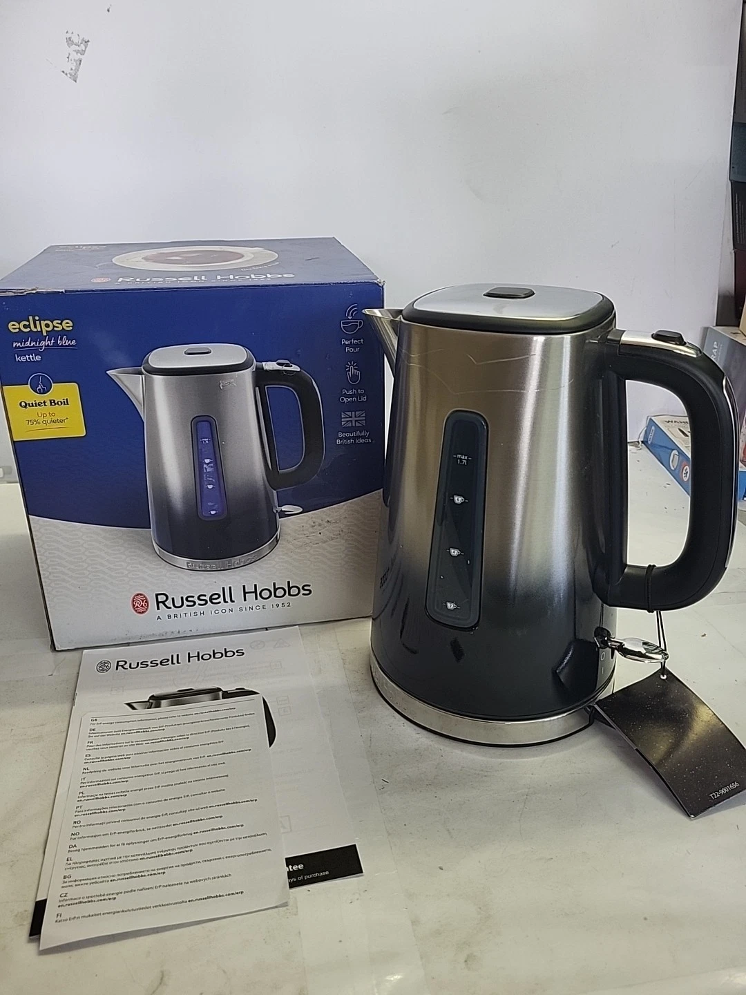 Russell Hobbs Eclipse Midnight Blue 1.7L Electric Cordless Kettle REF 1139 Read❗