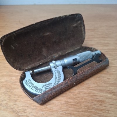 Vintage Moore & Wright Bügelmessschraube mit Etui 961b