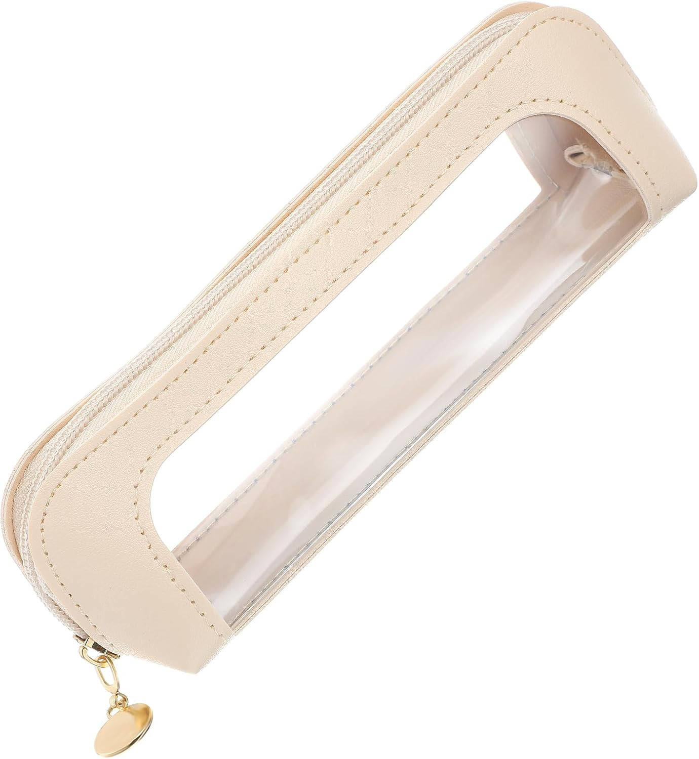 1 PCS Clear Pencil Case with Zipper PU Leather Clear Makeup Brush Bag Double Sid