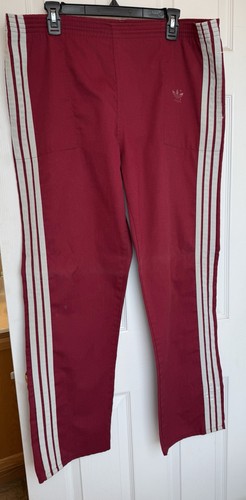 Vintage 1970’s/1980’s Adidas Maroon Cotton Track Pants Size L (36-38)