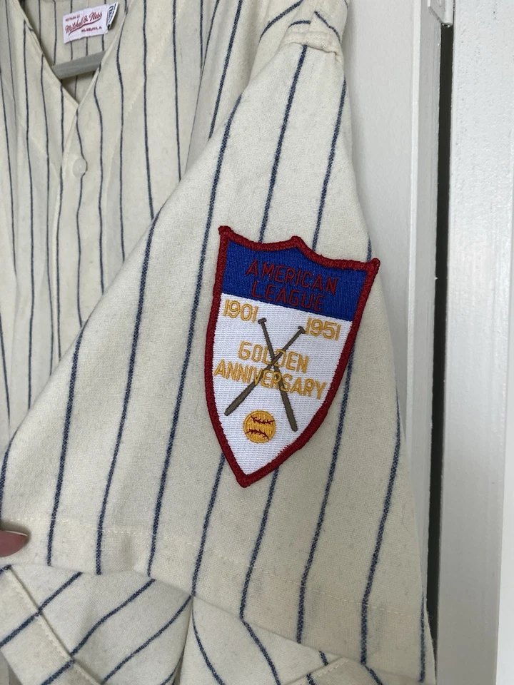 Camiseta Mitchell & Ness 1951 Mickey Mantle #7 Crema New York Yankees Talla 56 3XL Foto 4 de 4