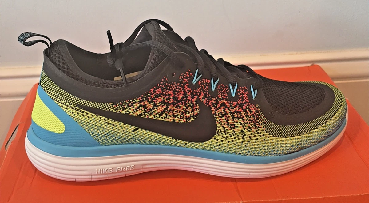 Nike Free RN Distance Hyper Orange Blue Lagoon Mens Running Shoes Size 10.5 Nike Free Run Flyknit Blue Lagoon for Sale | Authenticity  main image 2