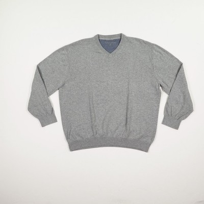 Tailor & Son Herren Pullover Gr. XL Grau 100% Baumwolle V-Ausschnitt Feinstrick