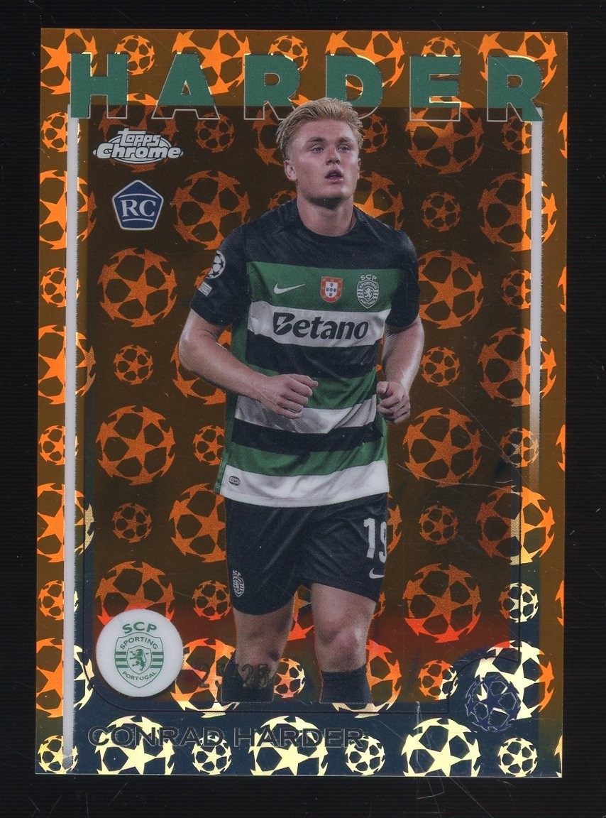2024-25 Topps Chrome UCC Soccer Orange Starball #177 Conrad Harder RC /25