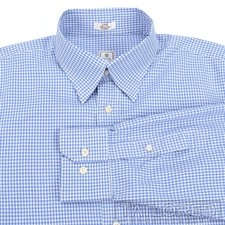 PETER MILLAR Blue Plaid Gingham Check 100 Cotton Casual Dress Shirt - LARGE