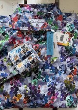 NWT Robert Graham Shirt Mens L MIXED MEDIA FLORAL Classic Fit Button Flip Cuff