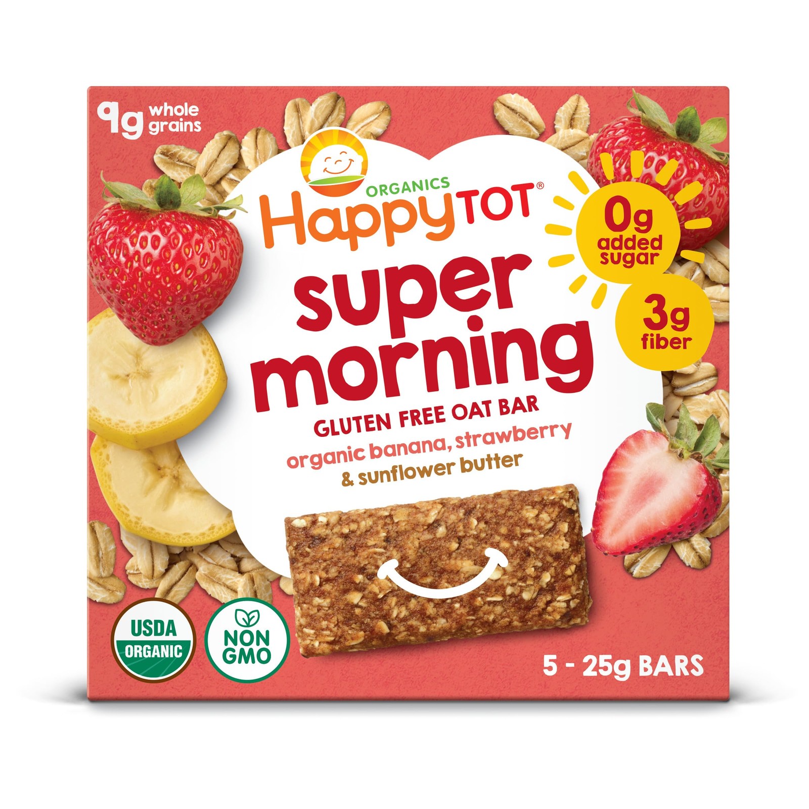 Organic Oat Bars with Banana, Strawberry  Sunflower Butter - 30 Count