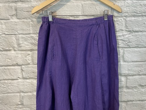 Banana Blue Australia Purple Linen Barrel Wide Leg Lagenlook Pants Sz Small - Picture 3 of 7