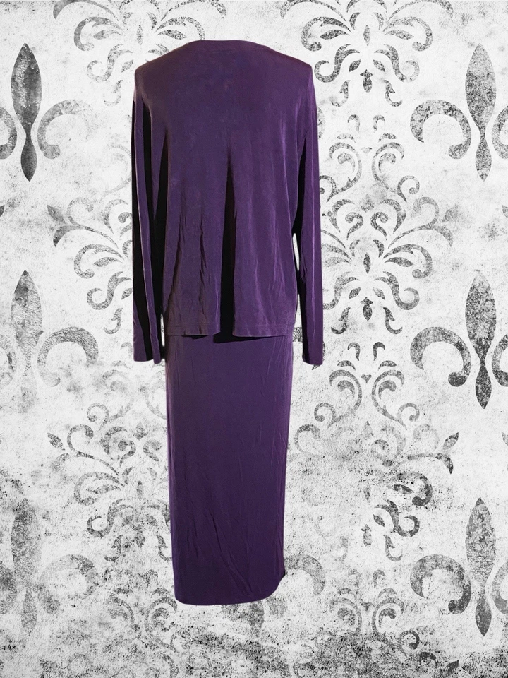 Chicos 私人版紫色裙子和拉链夹克女式 2 (L) 醋酸纤维混纺 — 第 4/4 张图片