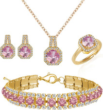 4Pcs Cubic Zirconia Wedding Jewelry Sets for Bride Bridesmaid Cubic Zirconia Pen