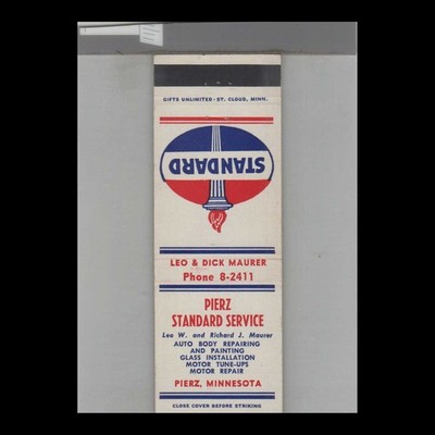 Matchbook Cover - Standard Gas Station Pierz Standard Service Pierz, MN