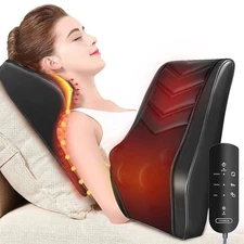 OMASSA SHIATSU NECK MASSAGER WITH HEAT, 3D KNEADING BACK MASSAGE PILLOW - BLACK