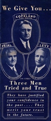 NYC Copeland Prial Levy Campaign Pamphlet c1933 Mayor Election Rare