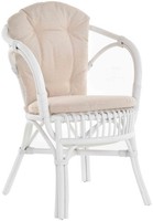 Sessel Aus Echtem Rattan, Korb-Stuhl Flecht-Sessel GestäBt (Weiss Mit Kissen)