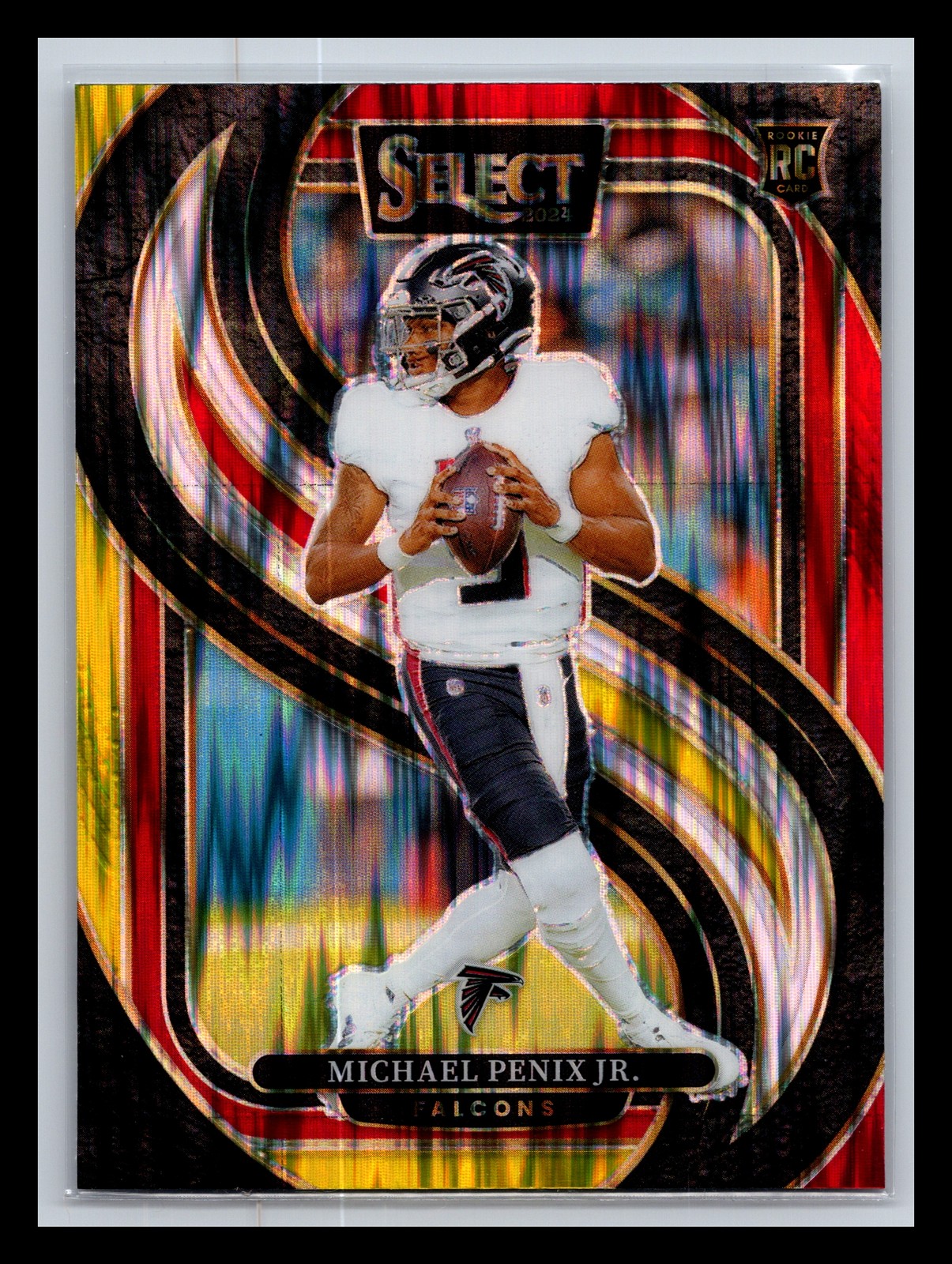 Michael Penix Jr. RC Falcons 2024 Panini Select #110 Red & Yellow Prizm Shock