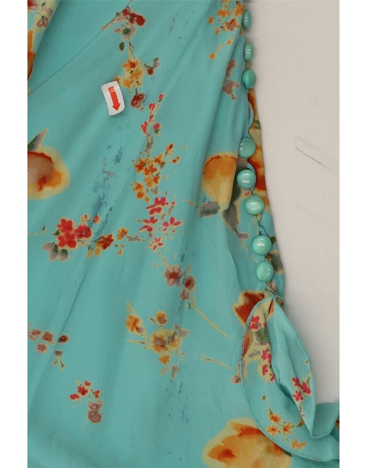 EMANUEL UNGARO Womens Asymmetrical Dress US 10 Large Blue Floral DW01 - Image 3 of 4