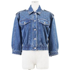 LOUIS VUITTON Denim Jacket 2020SS LV Logo Monogram Qilted Women Size 36 Indigo
