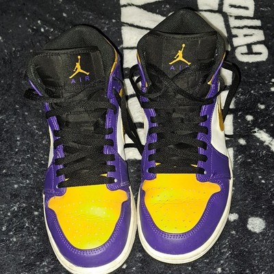 Jordan Air Jordan 1 Mid Lakers DQ8426-517 Purple Yellow White Black Sneaker