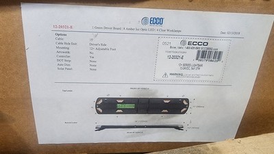 54'' ECCO 12-20321-E Lightbar   EZ1202 Controller and 8 Amber LEDs w/ A&T