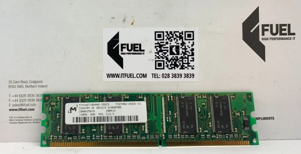 Micron  128MB  DDR ram memory module  PC-2700  -  MT4VDDT1664AG-335C3 - Image 2 of 3