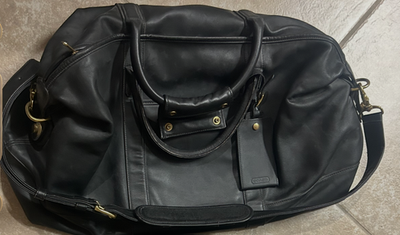 Rare Vintage Coach x Lexus Black Leather Weekender Duffel — 1990s