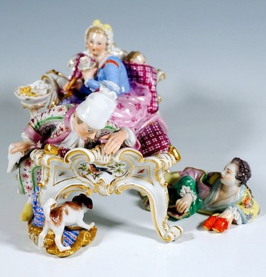 MEISSEN GRUPPE FIGUR DER ENTDECKTE LIEBHABER DISCOVERED LOVER MNR: D64 UM 1870