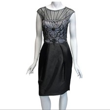 Sue Wong Black Beaded Sleeveless Short Dress Party