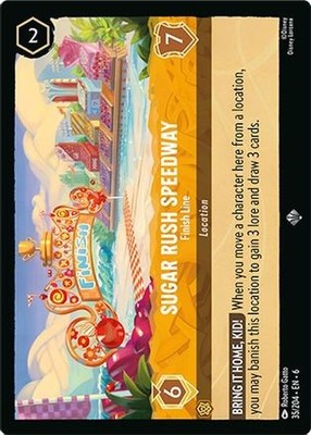 Sugar Rush Speedway - Finish Line 35/204 Super Rare Azurite Sea Lorcana  Gatto