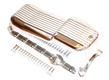 86-02 Sbc Chevy Finned Aluminum Oil Pan - 305 5.0l 350 5.7l Vortec 1pc Rear Seal