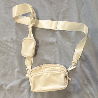American Eagle White Nylon Crossbody Bag Adjustable Strap Butterfly Print Hiking