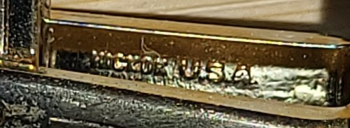 Set gemelli e fermacravatta HICKOK USA vintage nero e oro lettera L usati - Foto 4 di 11