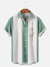 Mens Retro Camp Bowling Shirts 50s Vintage Cotton Blend Blous