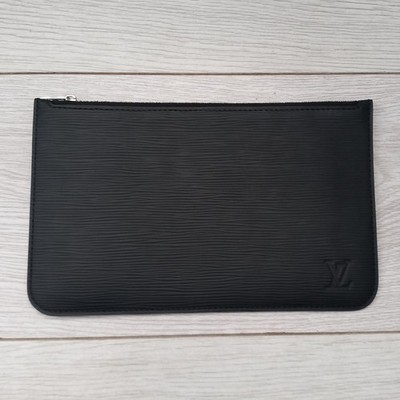 LOUIS VUITTON NEVERFULL MM SCHWARZ EPI NOIR LEDER REISSVERSCHLUSS TASCHE POCHETTE TASCHE