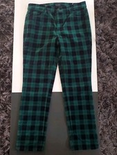Talbots Size 8P Velveteen Green Plaid Tartan Straight Leg St Patrick's Day Pants