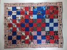 Quilt Patriotic Stars and Stripes Size 39x31 in Red USA Flag Hand Stitched Throw