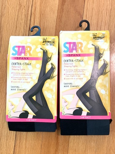 Star Power by SPANX Shaping Center Stage Contrast Tights bdbgr 2224 E Set of 2 - Picture 2 of 6